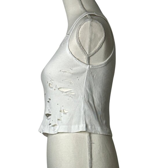 R13 Distressed Tank Top in Ecru Medium New Womens Sleeveless Beater - Picture 6 of 15